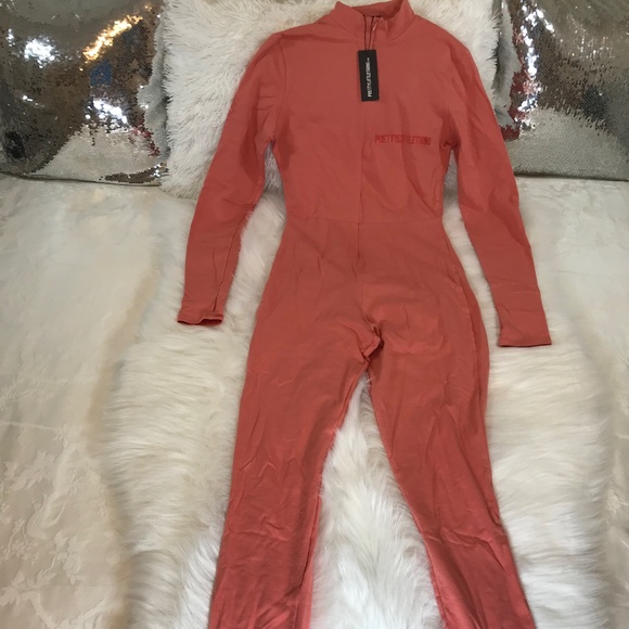 NWT Pretty Little Thing Women’s Clay Embroidered Zip Front Catsuit/PLT - Picture 6 of 10